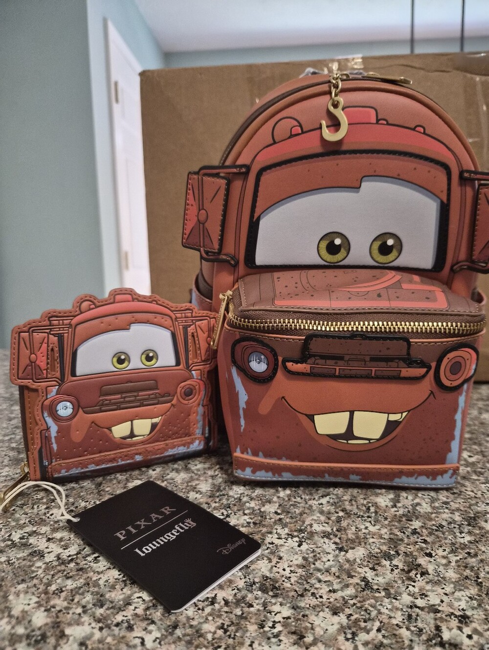 Loungefly Pixar Mater Face Crossbody Bag and Wallet - Orange, Gold